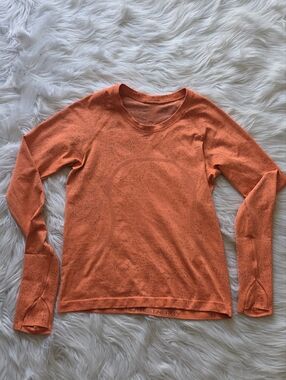 Lululemon Bright Orange Lightweight Long Sleeve Top Size 6